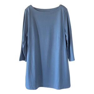 J.JILL PONTE Women's Size Large Blue Pullover 3/4 Sleeve Boat Neck Casual Dress